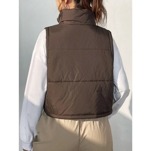 minimalist quilted Zip Up Vest Puffer Coat - Picture 8 of 8